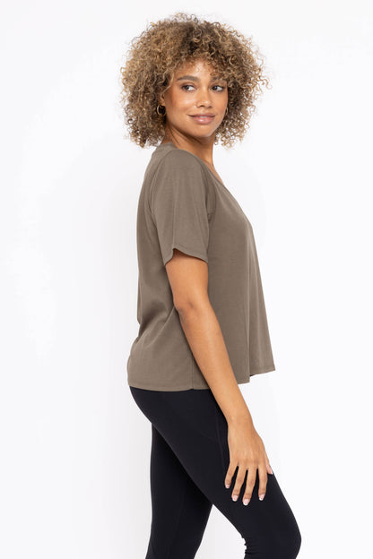 Pima Cotton Blend V-Neck Tee