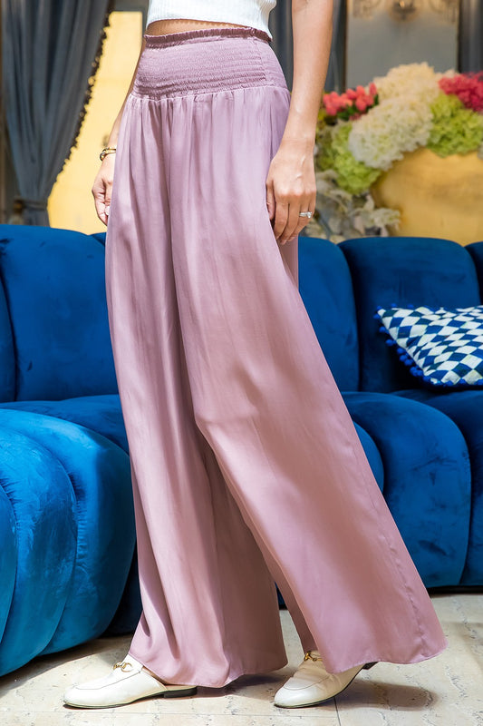 Smocked Flowy Wide Leg Pants