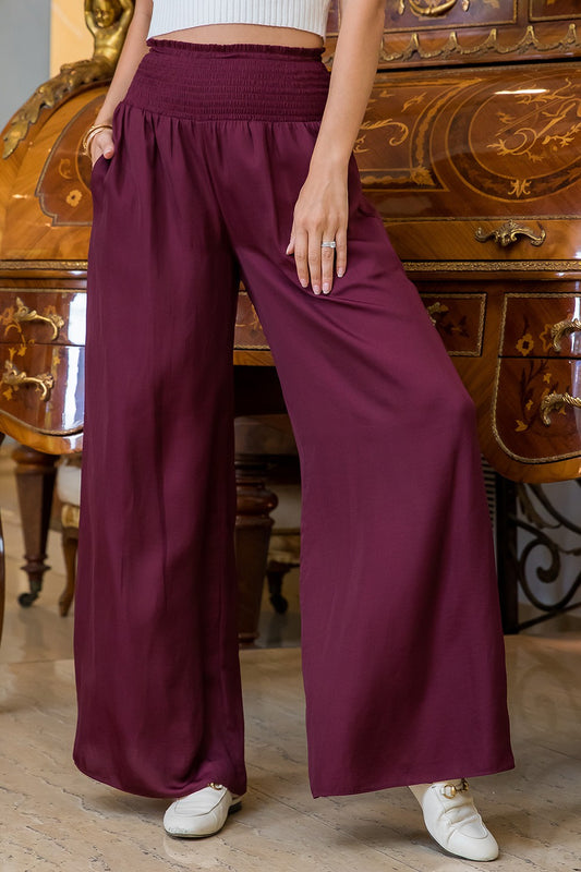 Smocked Flowy Wide Leg Pants