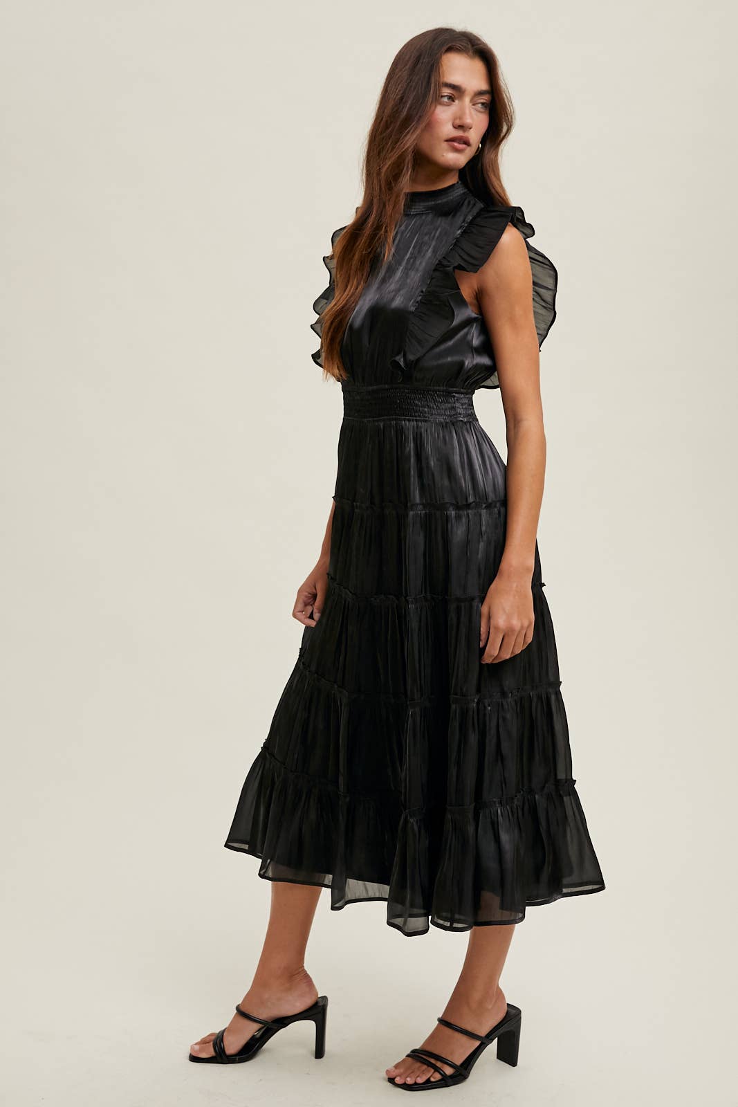 Ruffle Detailed Tiered Midi Dress