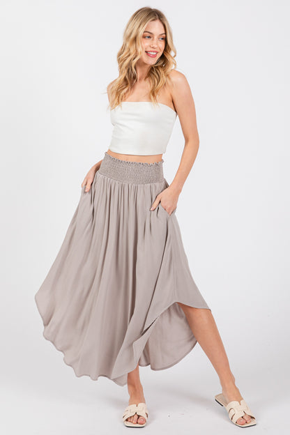 Smocked Waist Midi skirt