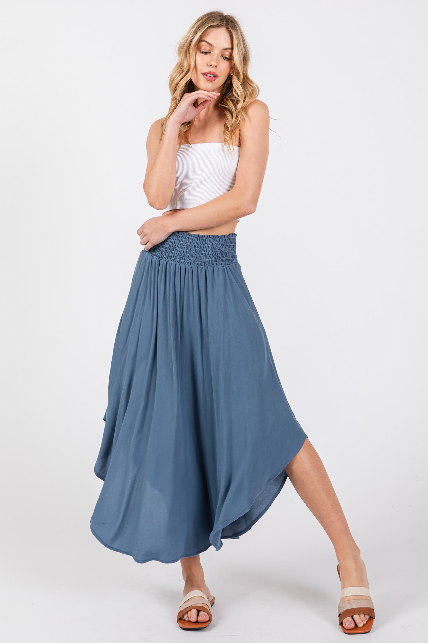 Smocked Waist Midi skirt