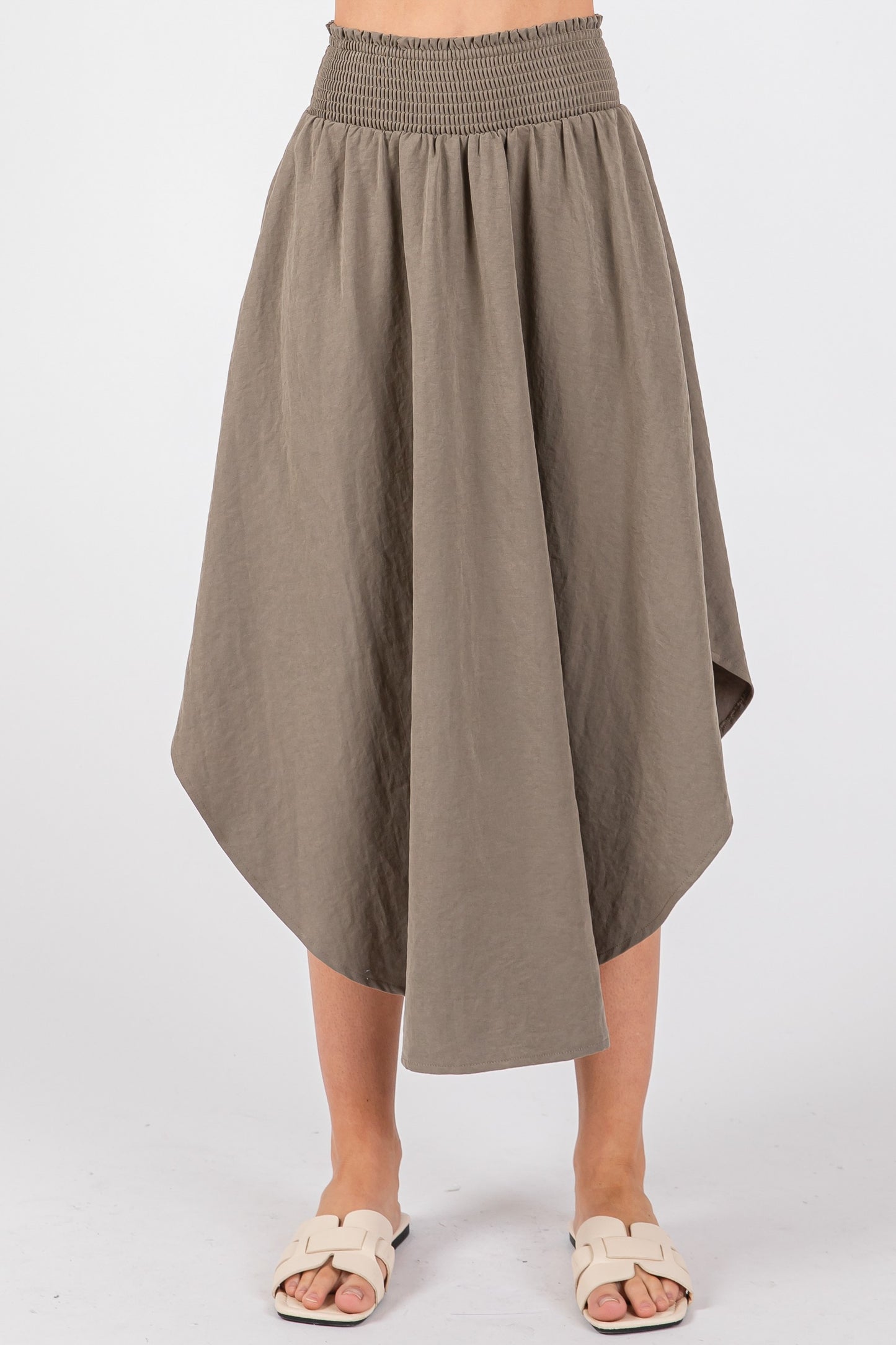 Solid Smocked Waistband Skirt