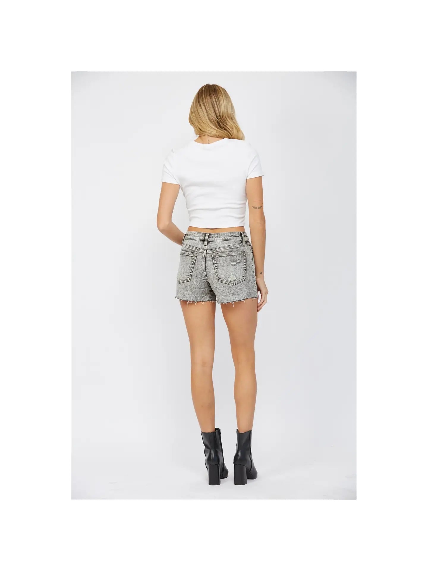 High Rise Distressed Shorts