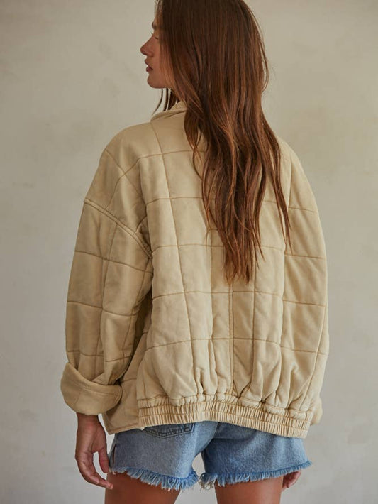 Quilted Knit Mineral Washed Jacket