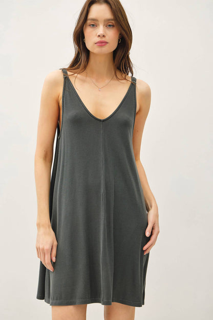 Ribbed V-Neck Knit Dress