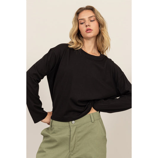 Wide Long Sleeve Basic T-Shirt