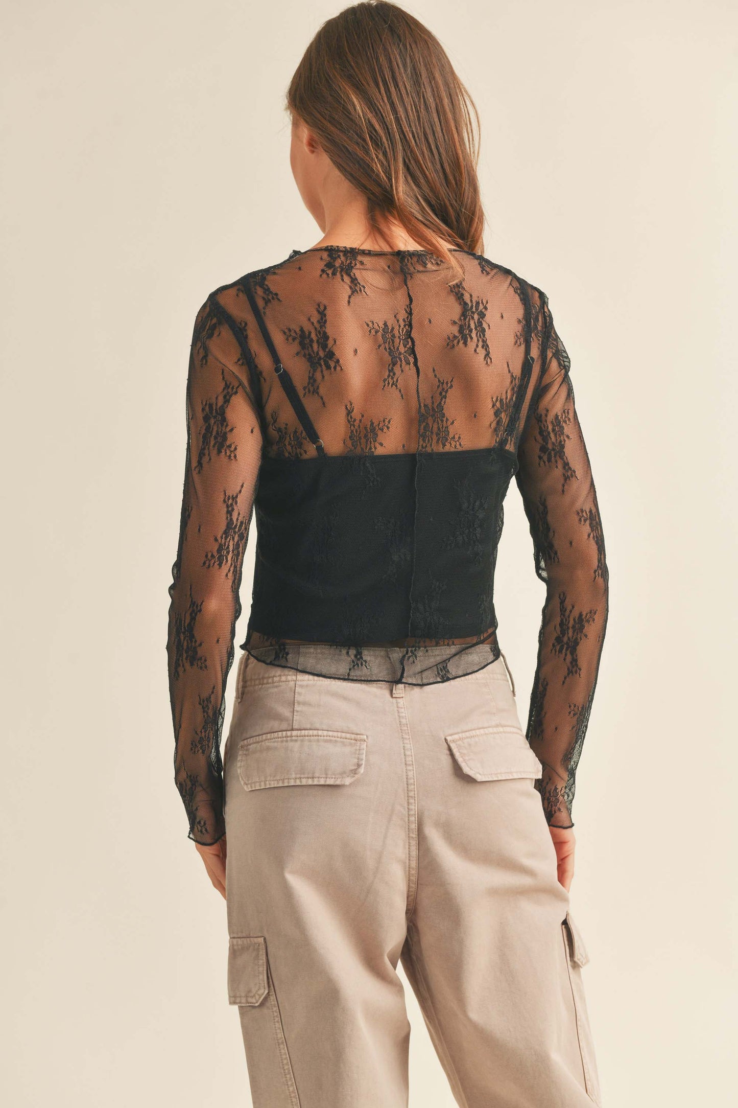 Long Sleeve Lace Lined Top