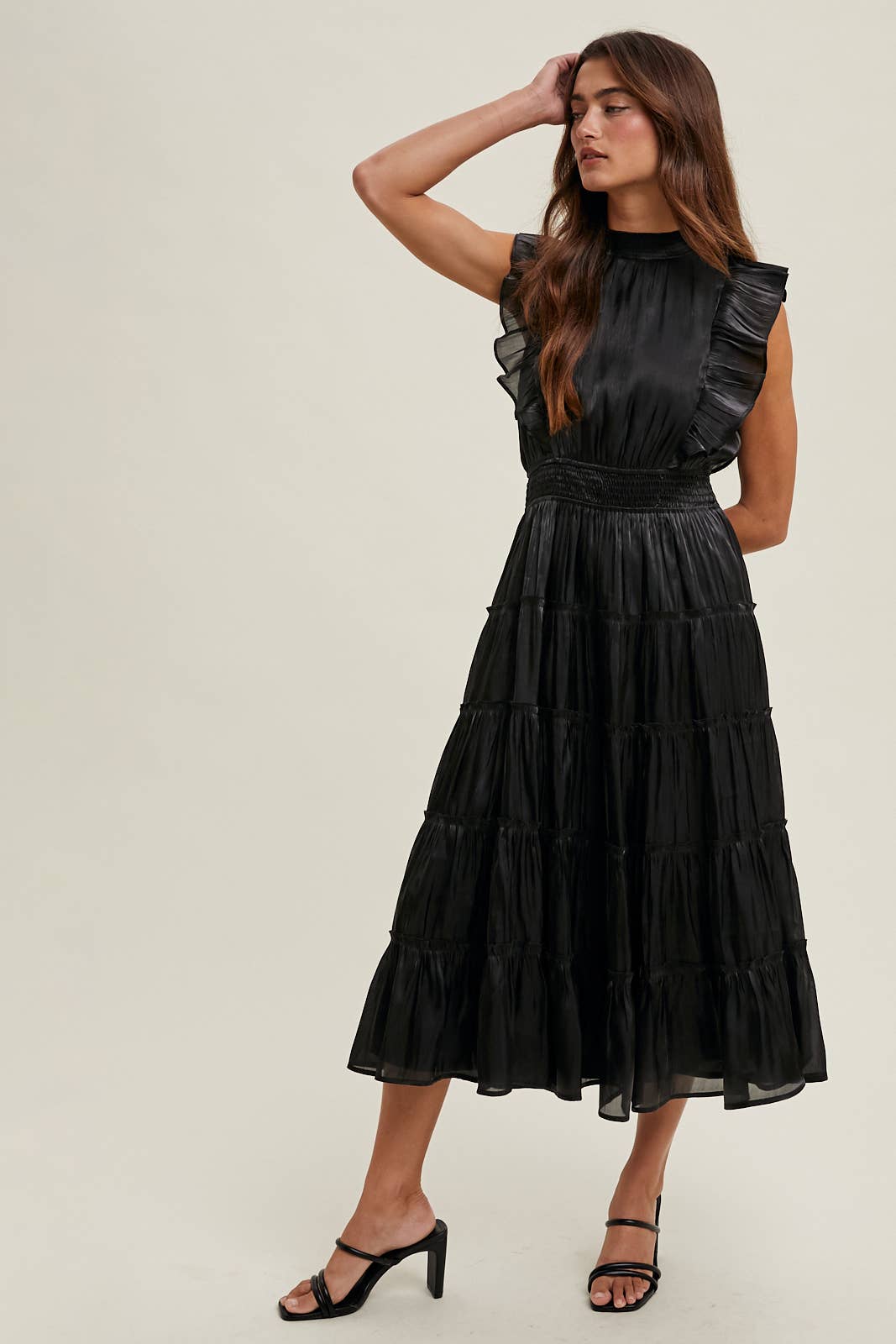 Ruffle Detailed Tiered Midi Dress