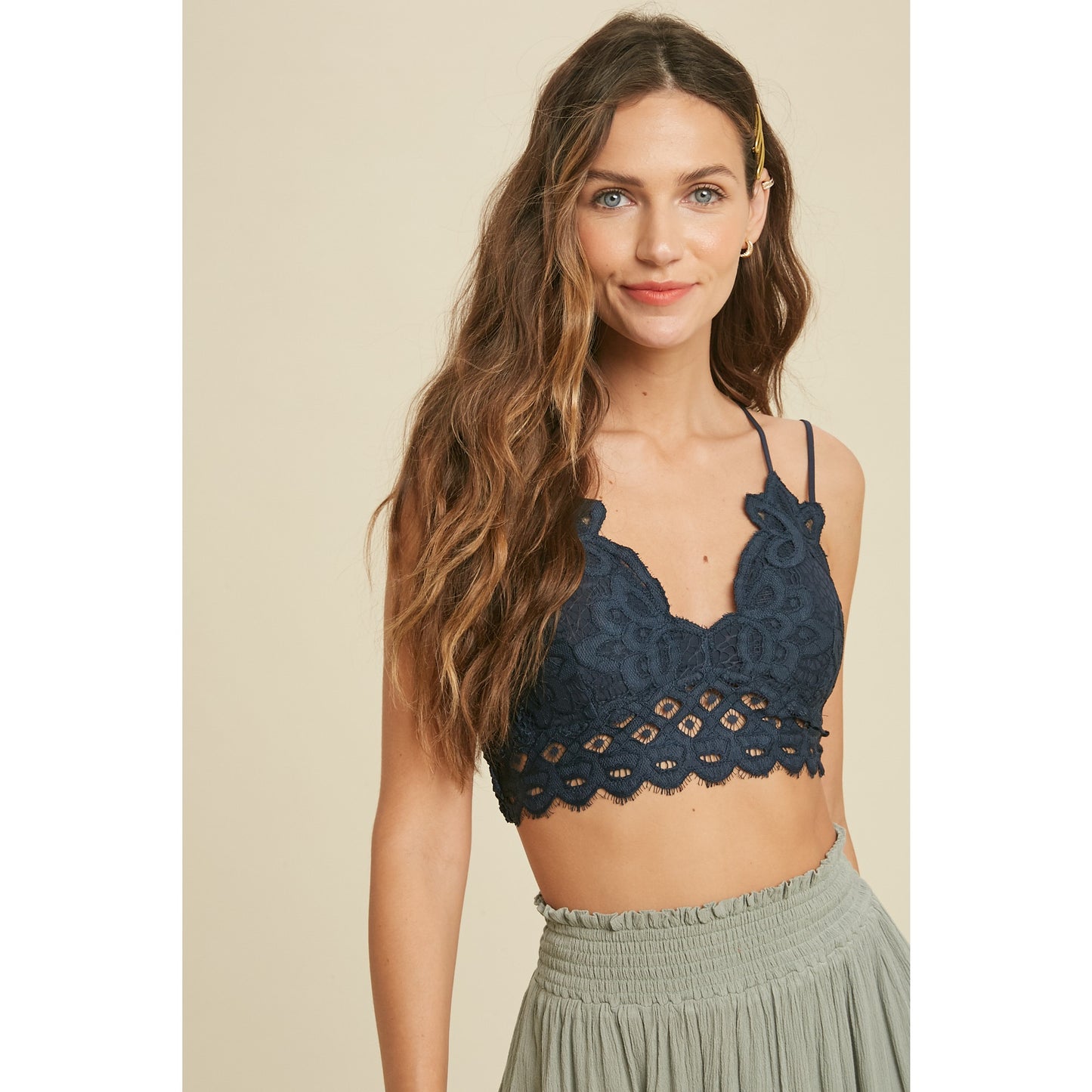 Double Strap Scalloped Lace Bralette