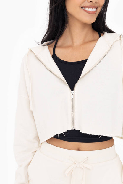 Crop Hoodie Zip-Up French Terry Jacket