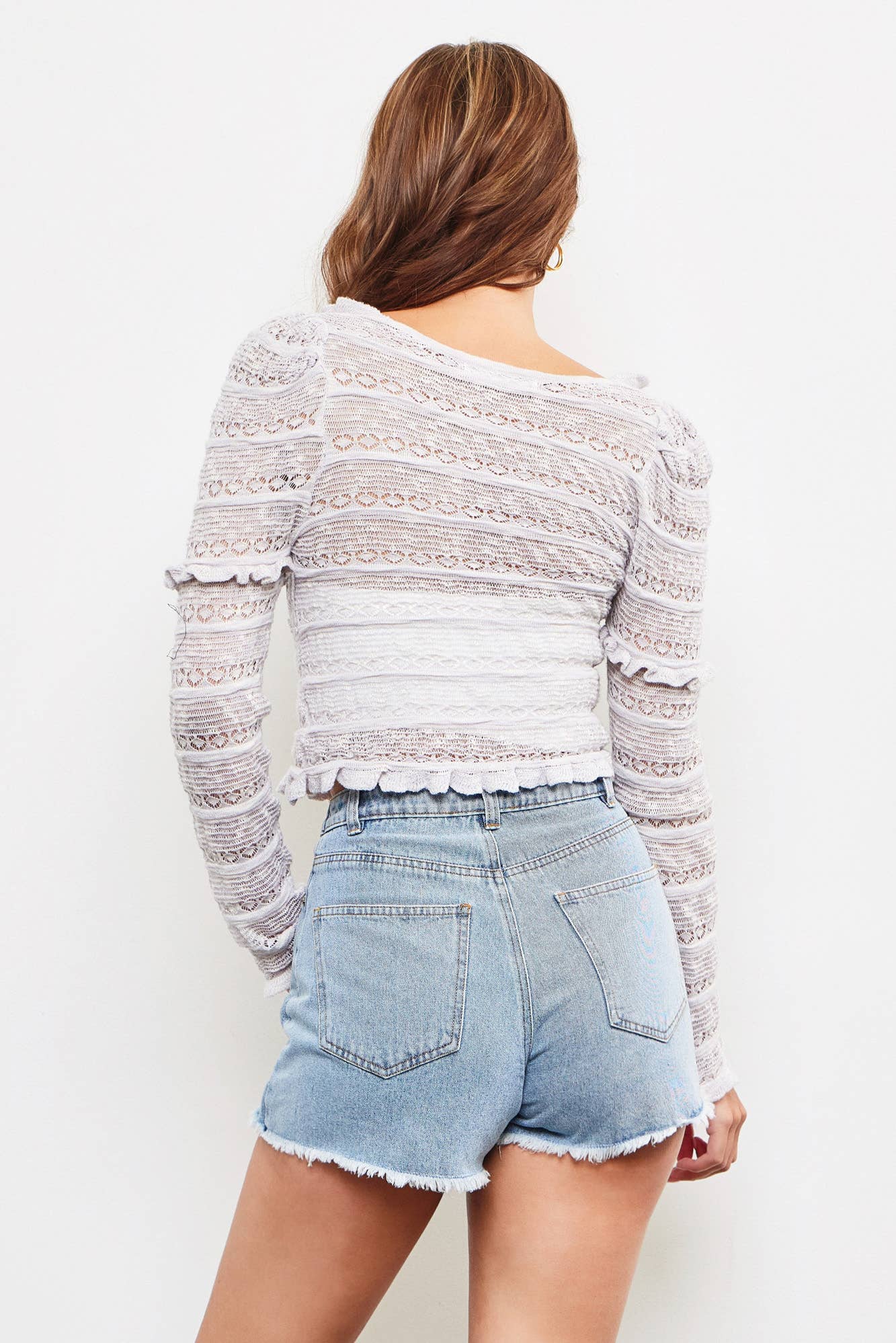 Hollow Ruffle Knit Top