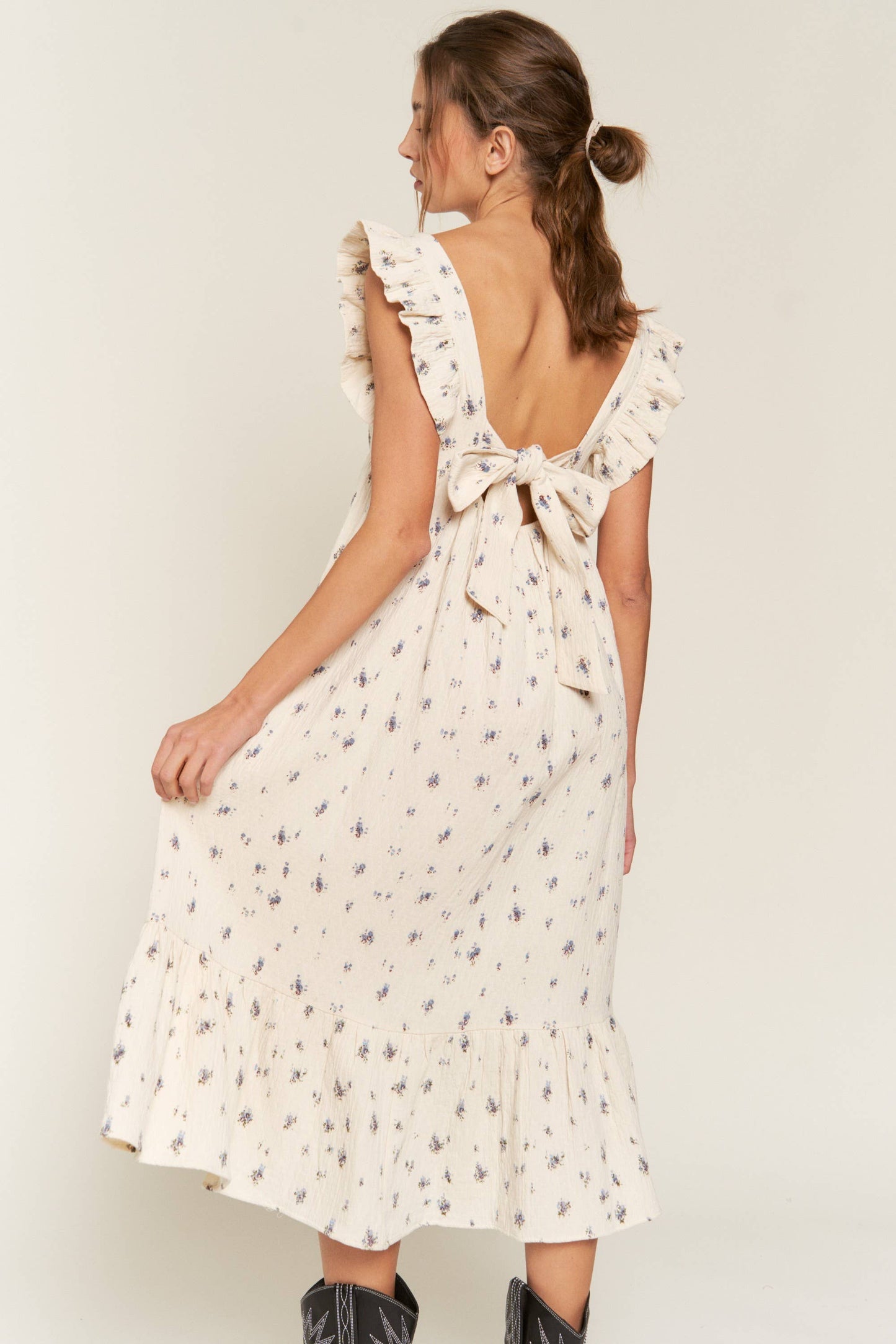 Ivory Open Back Boho Midi Dress