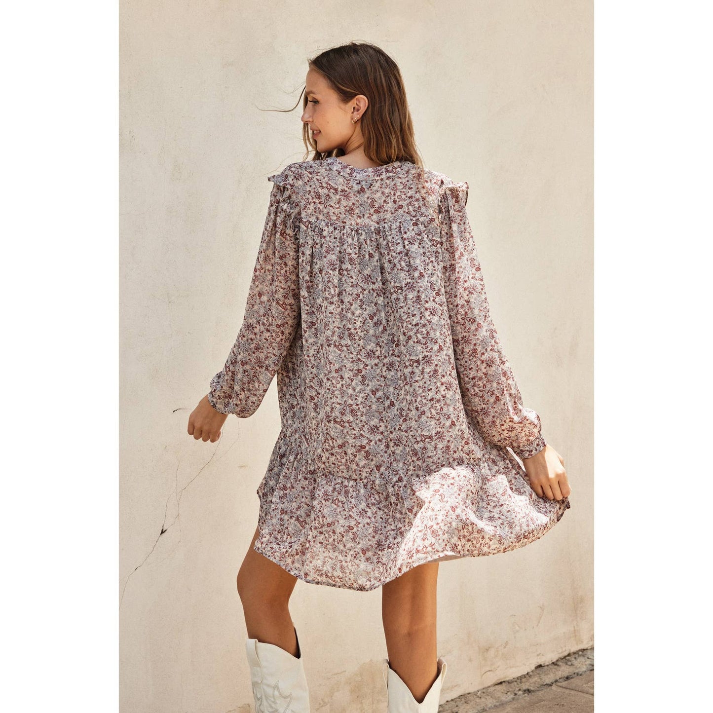 Paisley Ruffled Swing Dress