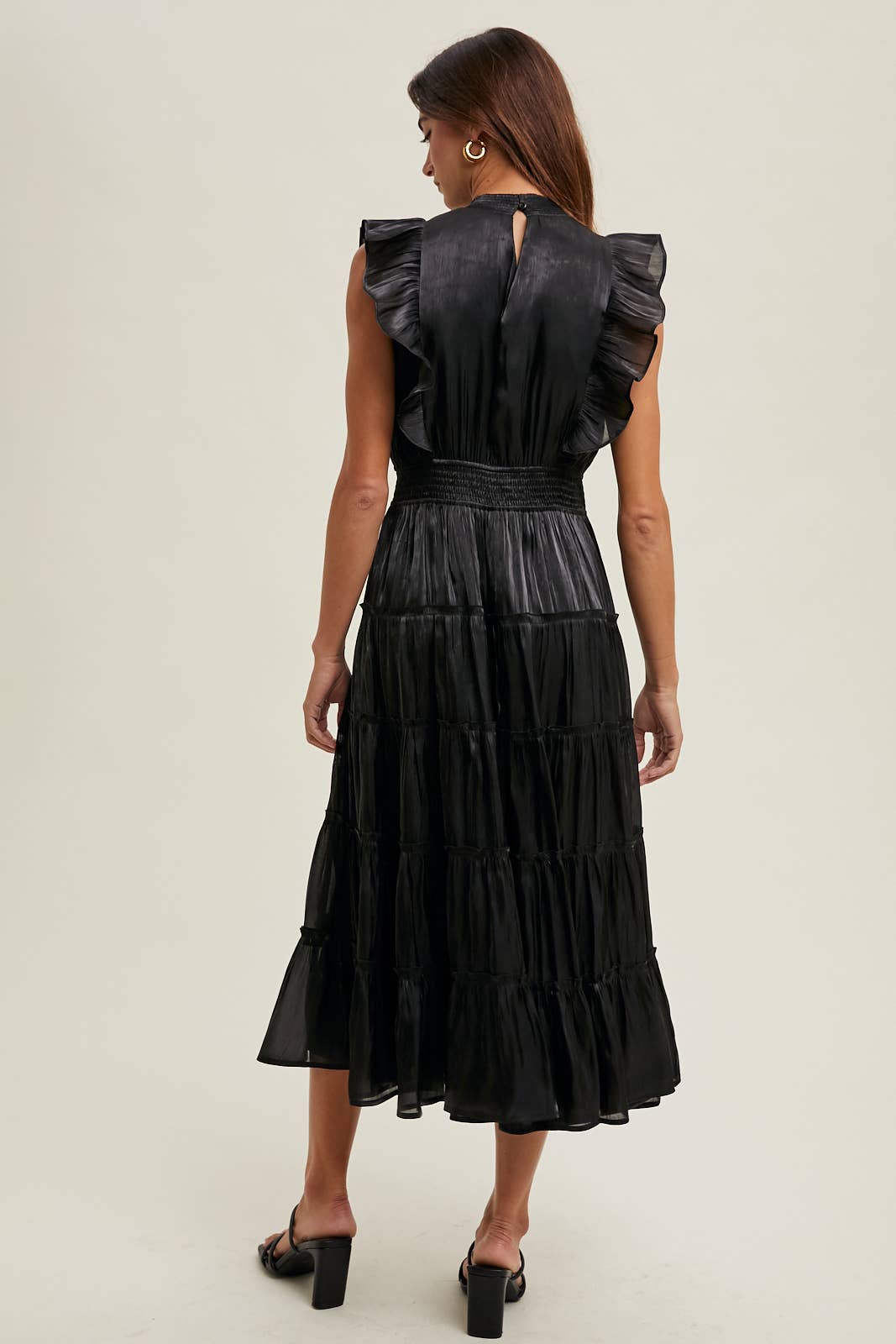 Ruffle Detailed Tiered Midi Dress