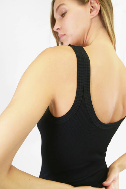 Ribbed Scoop Neck & Back Bodysuit