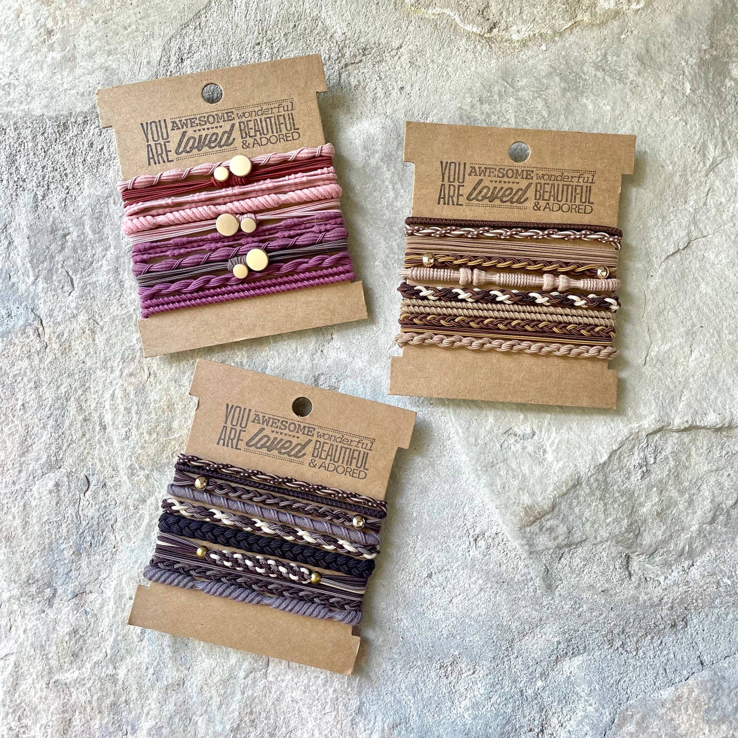 Boho Hair Ties | Pink & Brown