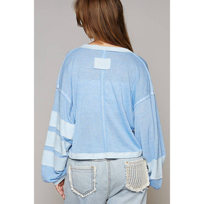 Oversize v-neck long sleeve top