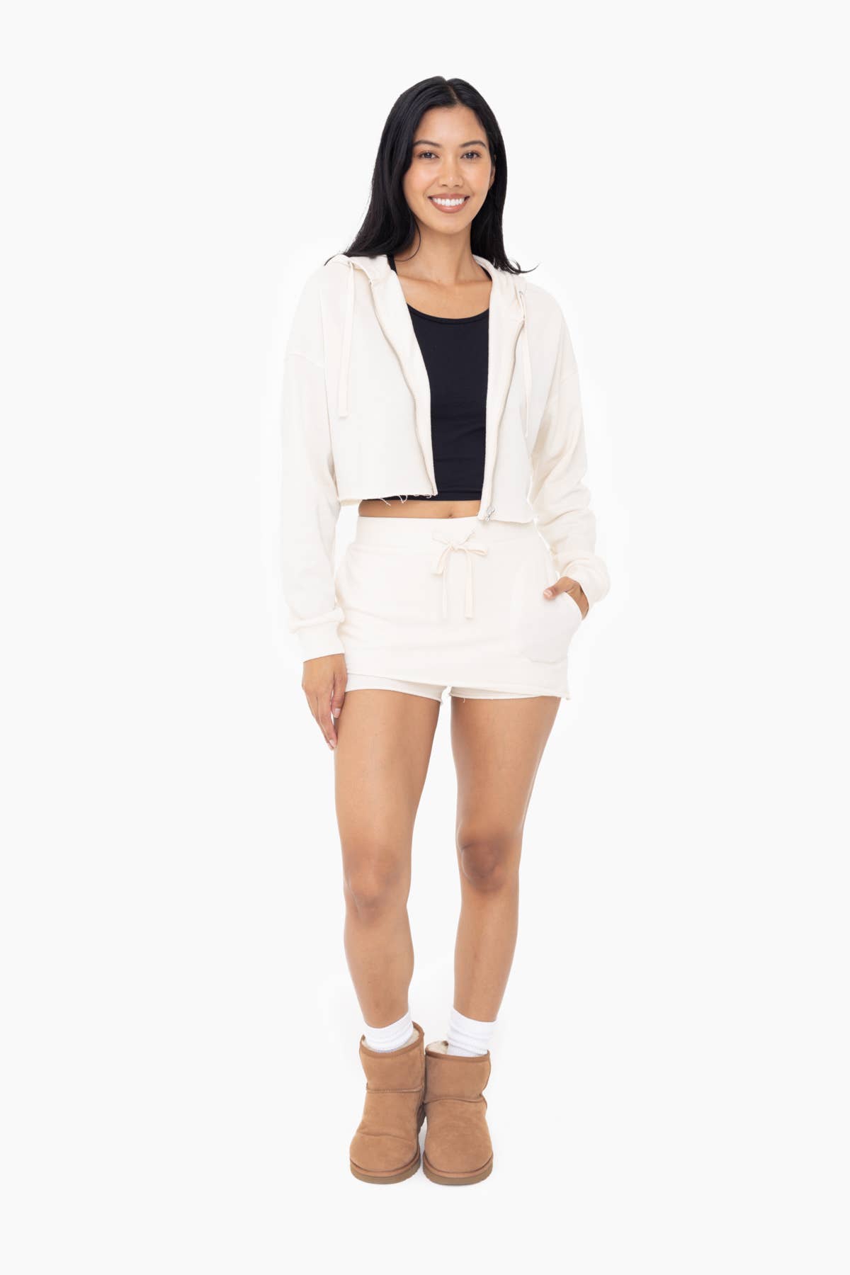 Crop Hoodie Zip-Up French Terry Jacket