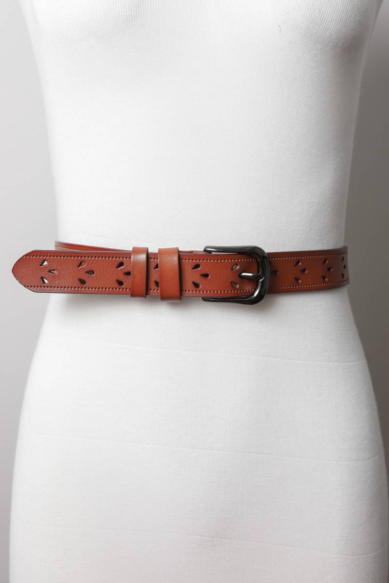 Petal Punch Out Leather Belt