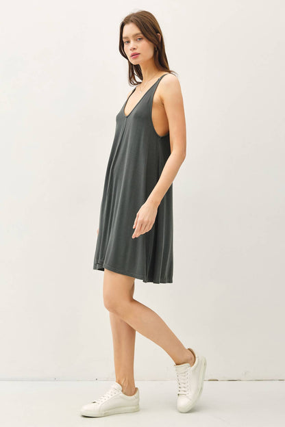 Ribbed V-Neck Knit Dress