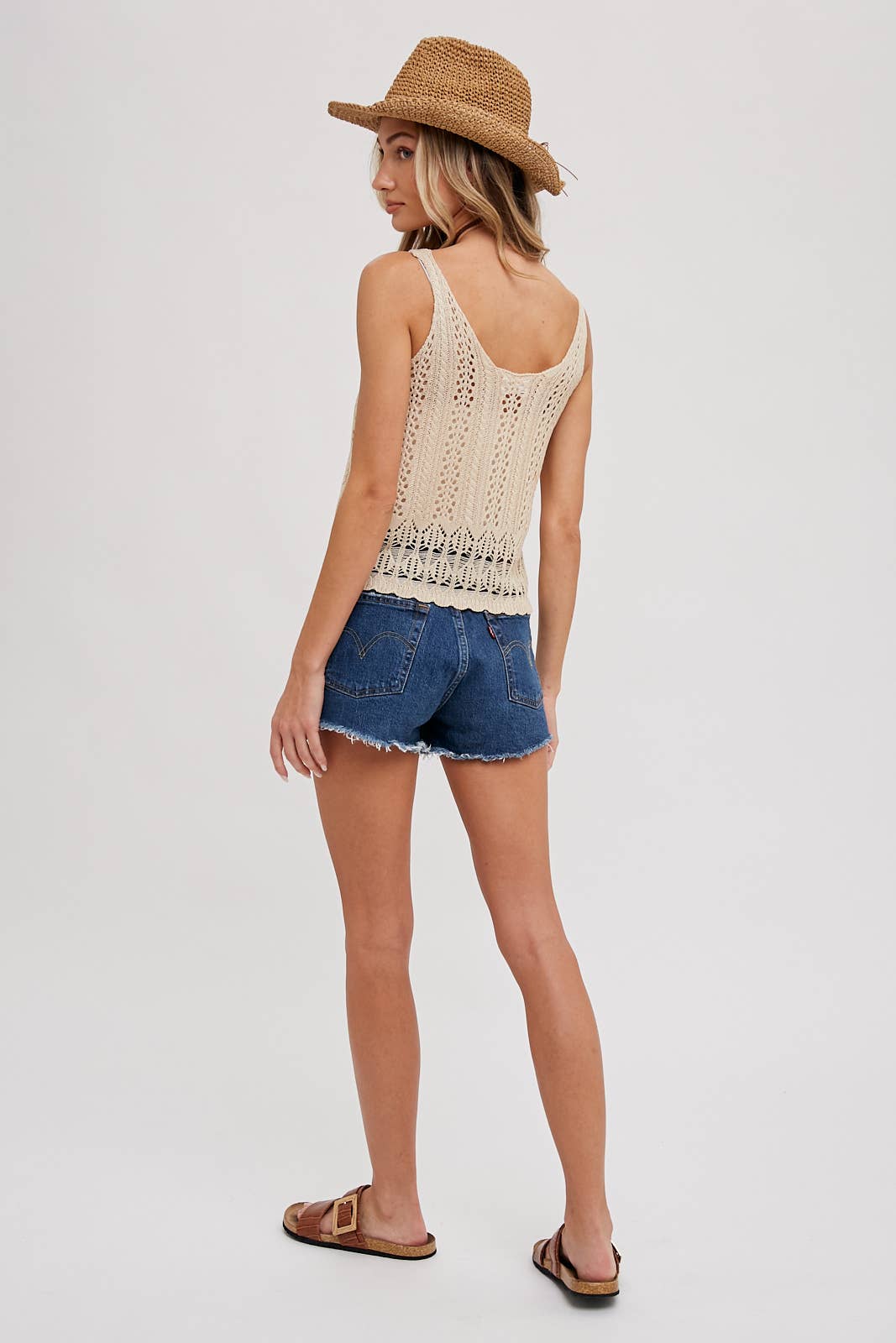 Crochet Sweater Knit Sleeveless Top