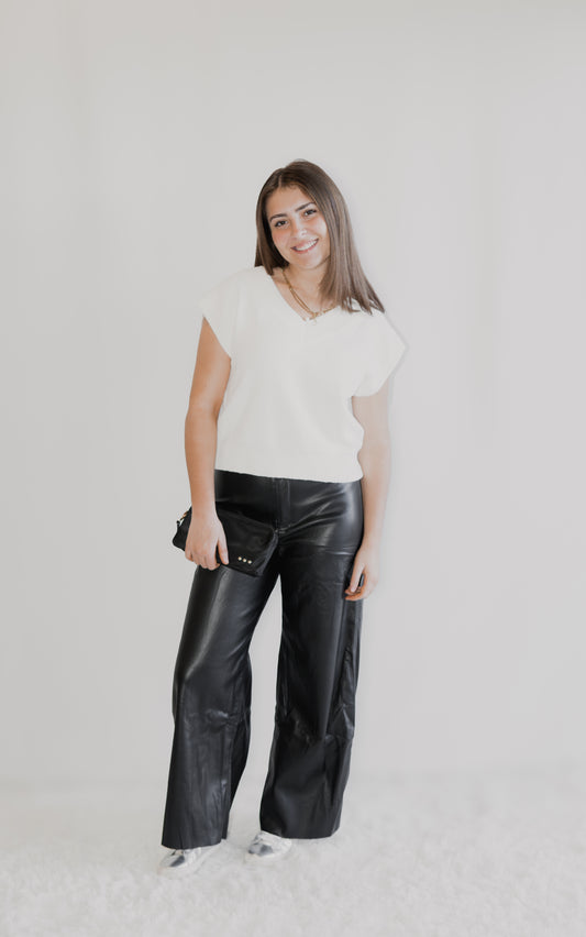 Wide leg Leather Pants