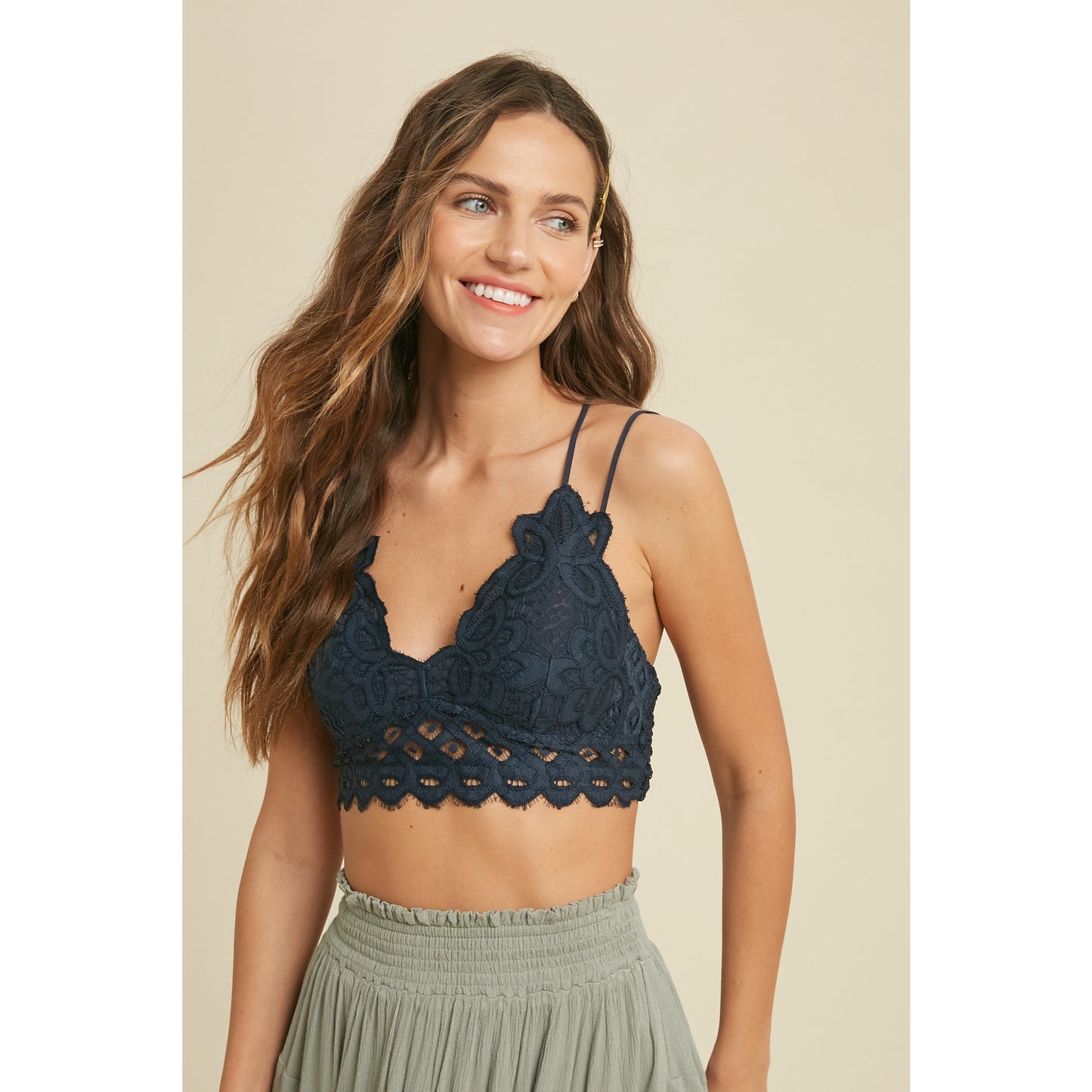 Double Strap Scalloped Lace Bralette