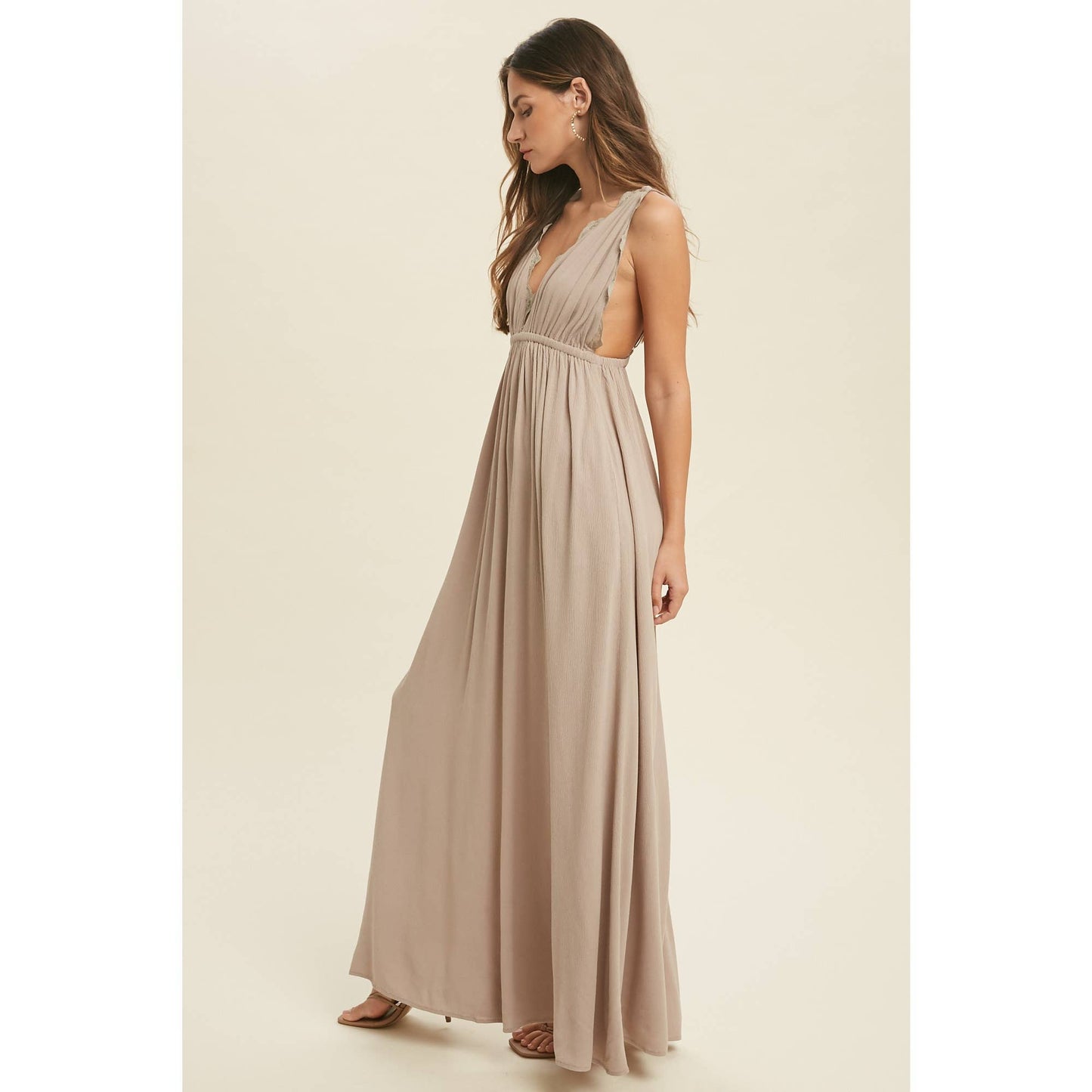 stone scallop maxi dress