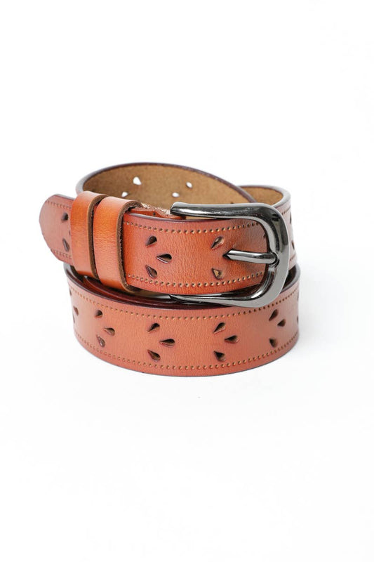 Petal Punch Out Leather Belt