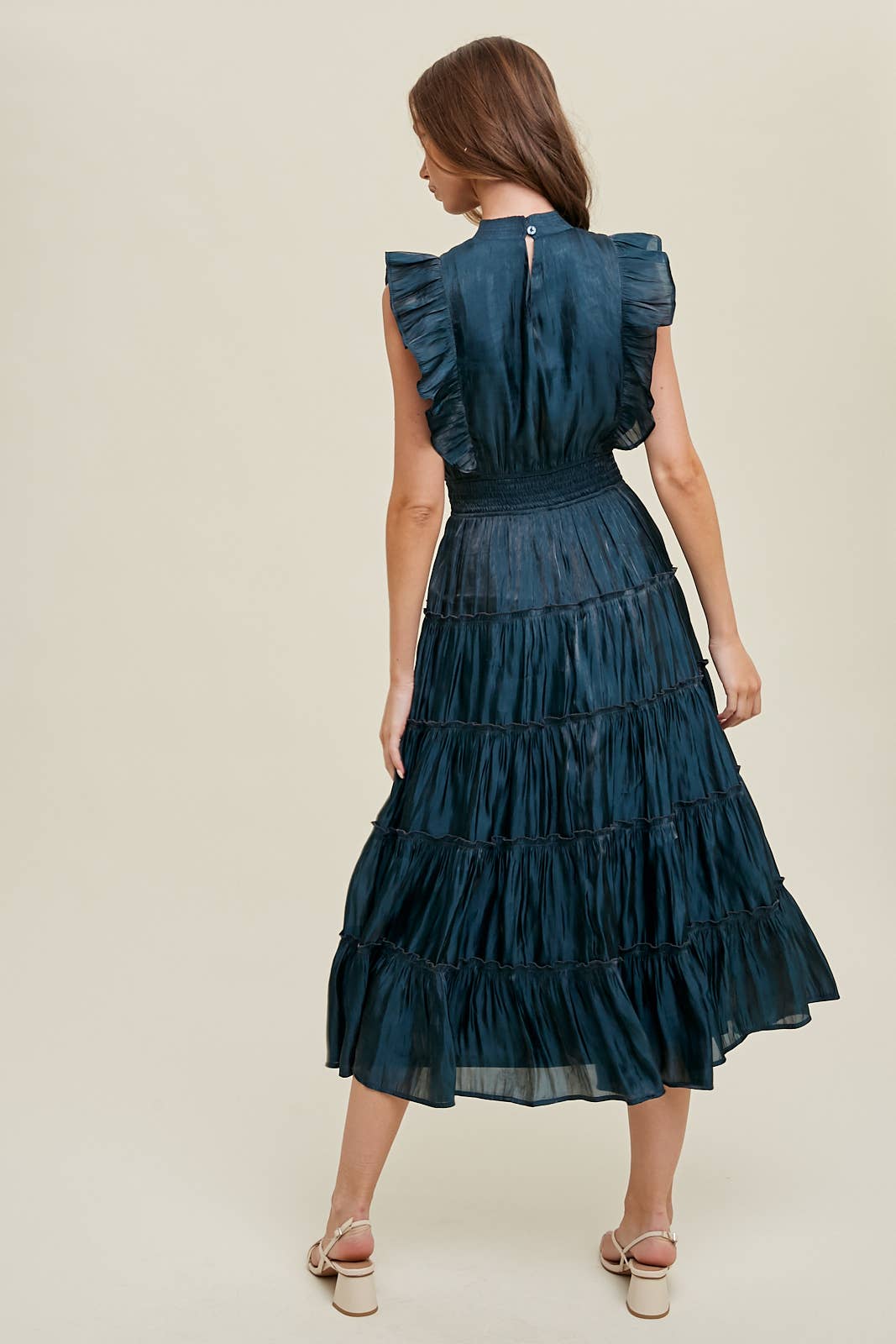 Ruffle Detailed Tiered Midi Dress