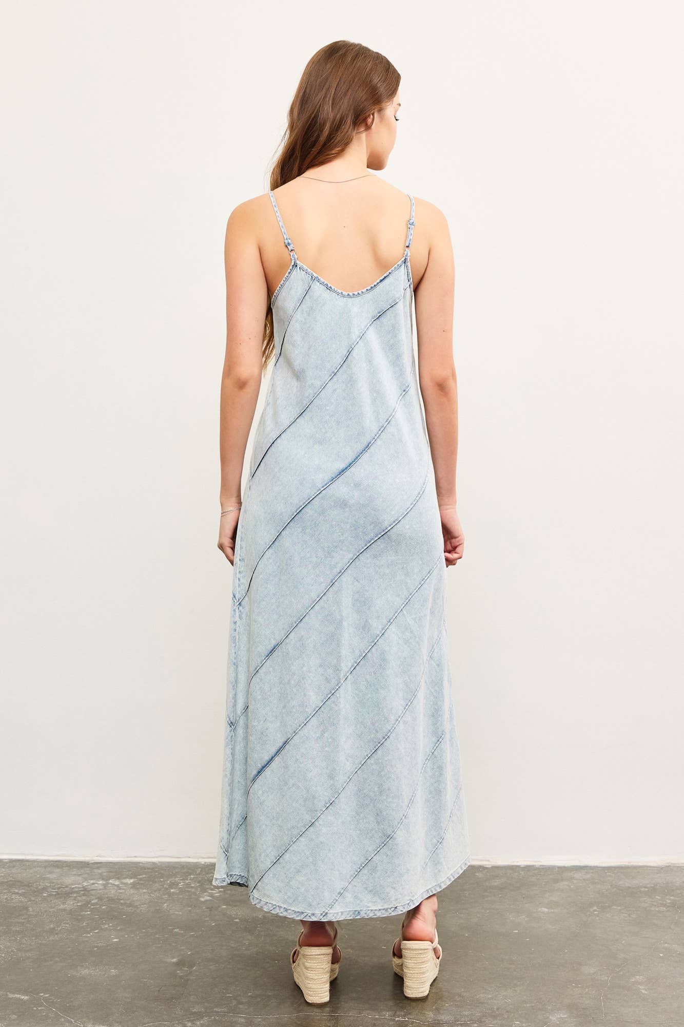 Caila V-neck Denim Maxi Dress