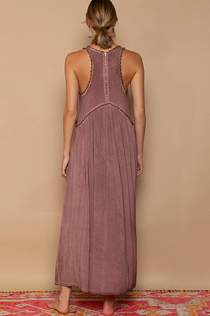 Racerback slit knit maxi dress