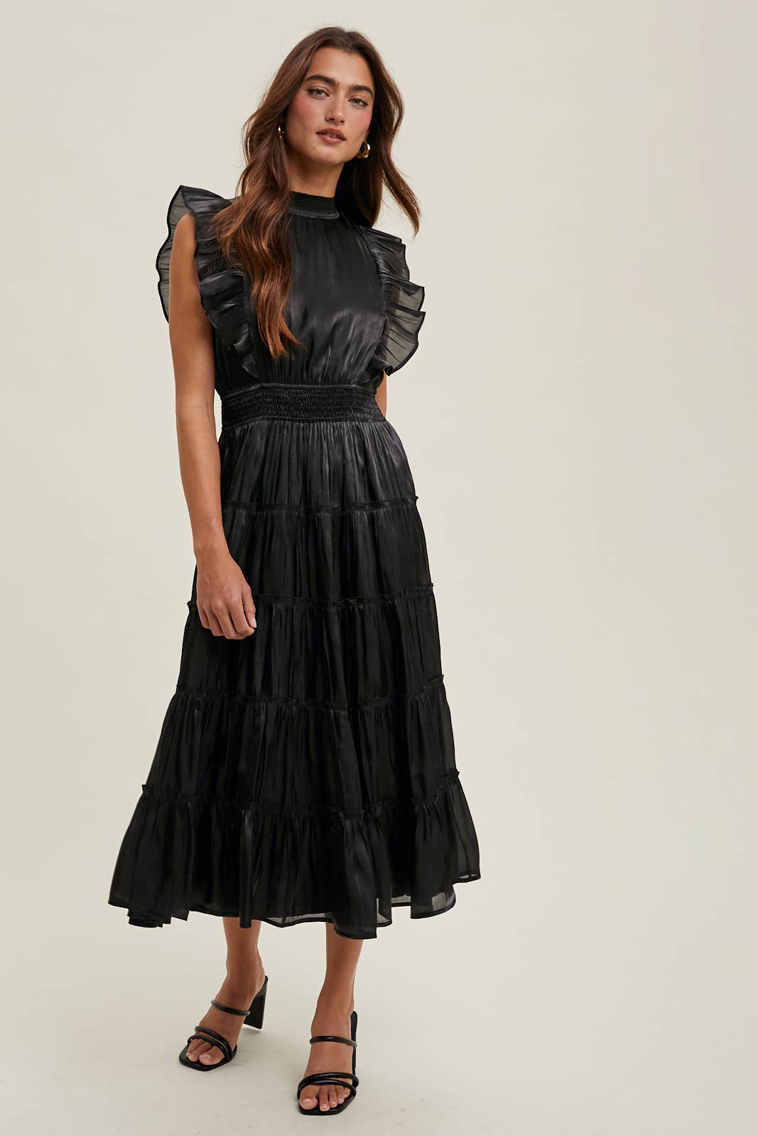 Ruffle Detailed Tiered Midi Dress