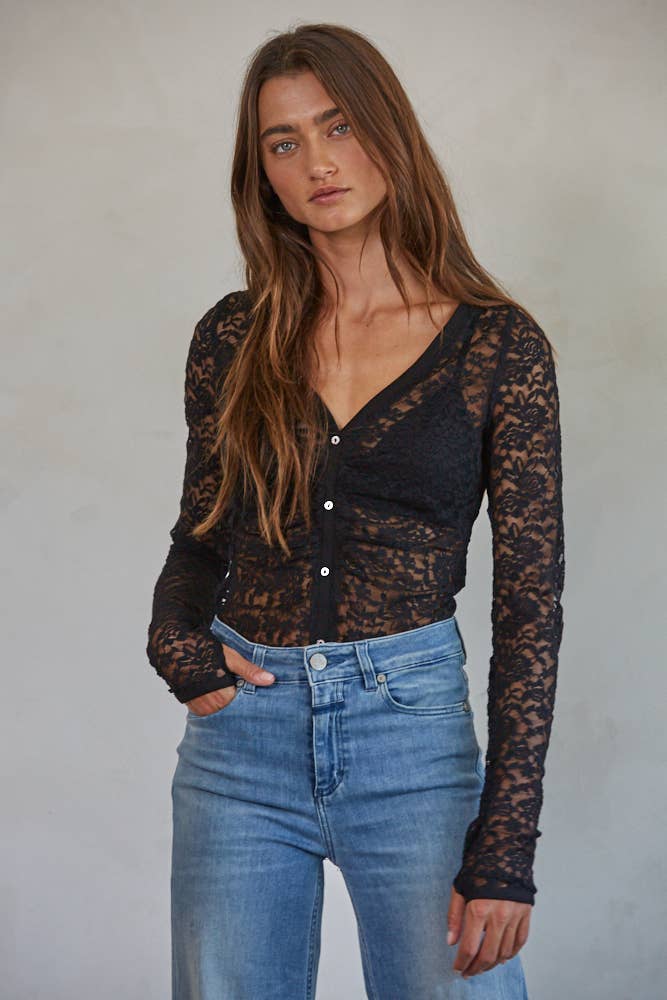 Floral Lace Button Down Bodysuit