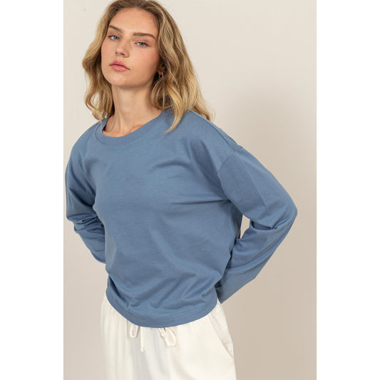 Wide Long Sleeve Basic T-Shirt