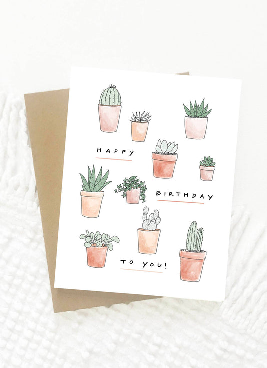 Succulent Happy Birthday Card