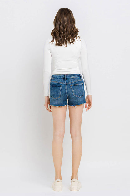 High Rise Button Fly Denim Shorts