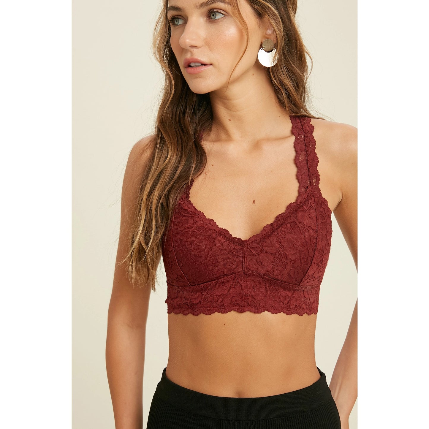 Racerback Scalloped Lace Bralette