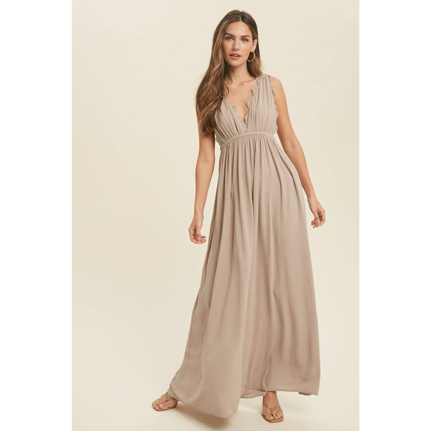 stone scallop maxi dress